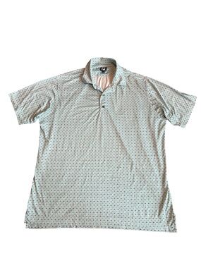 FootJoy Teal Blue Polo Shirt Short Sleeve Stretchy Bold Print Size 2XL Men's